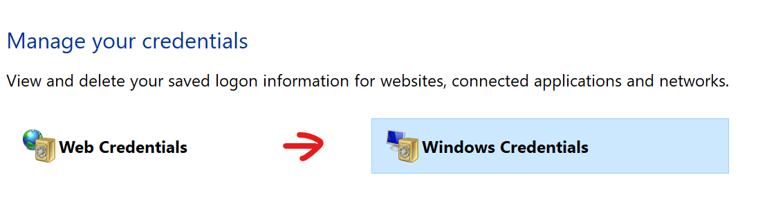 Click on Windows Credentials